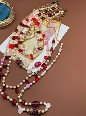 其他其他宫廷风红色椭圆设项链