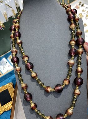 复古意大利穆拉诺琉璃项链古法中