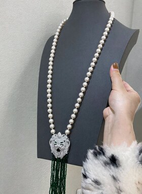 跨境饰品10M施家珍珠毛衣链吊坠