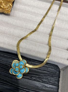 复古vintage铜镀真金蓝松石花朵