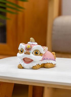 简约款呆萌醒狮全铜《吉祥》摆件客厅办公桌狮子摆件日常送礼