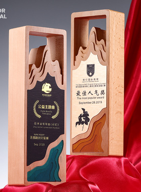 创意木质奖杯定制定做五角星水晶奖杯个性荣誉奖杯免费刻字定做