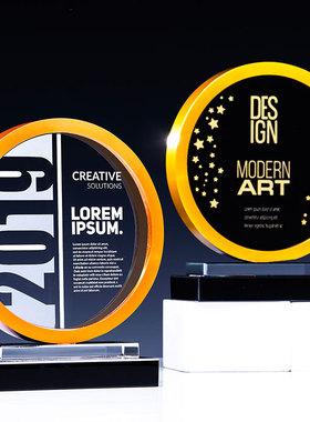 金银铜奖杯水晶定制创意金属高档授权牌周年庆颁奖纪念品奖牌制作