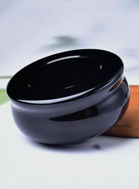 天然黑曜石聚宝盆风水招财摆件