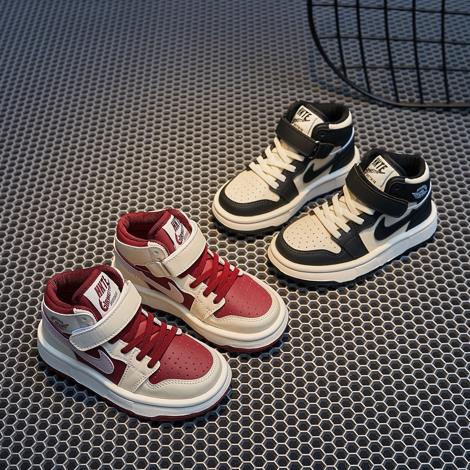 秋冬季潮牌儿童鞋真皮女童运动鞋百搭休闲男童跑步鞋软底休闲鞋子 - 图1