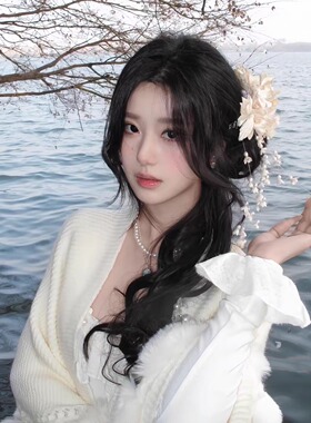 红色铃兰花朵流苏古风头花新娘夹