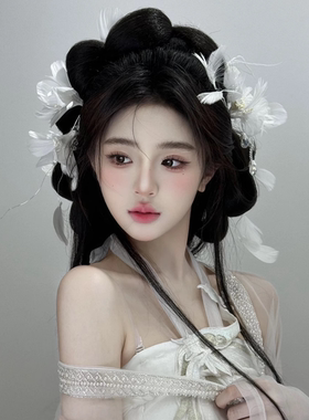 少女清冷古风仙气白色羽毛发饰