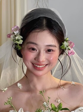 森系新娘花环头饰绿植发夹头花