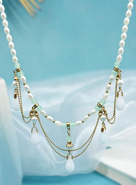 珍珠项链圆珠链珍珠软璎珞多层