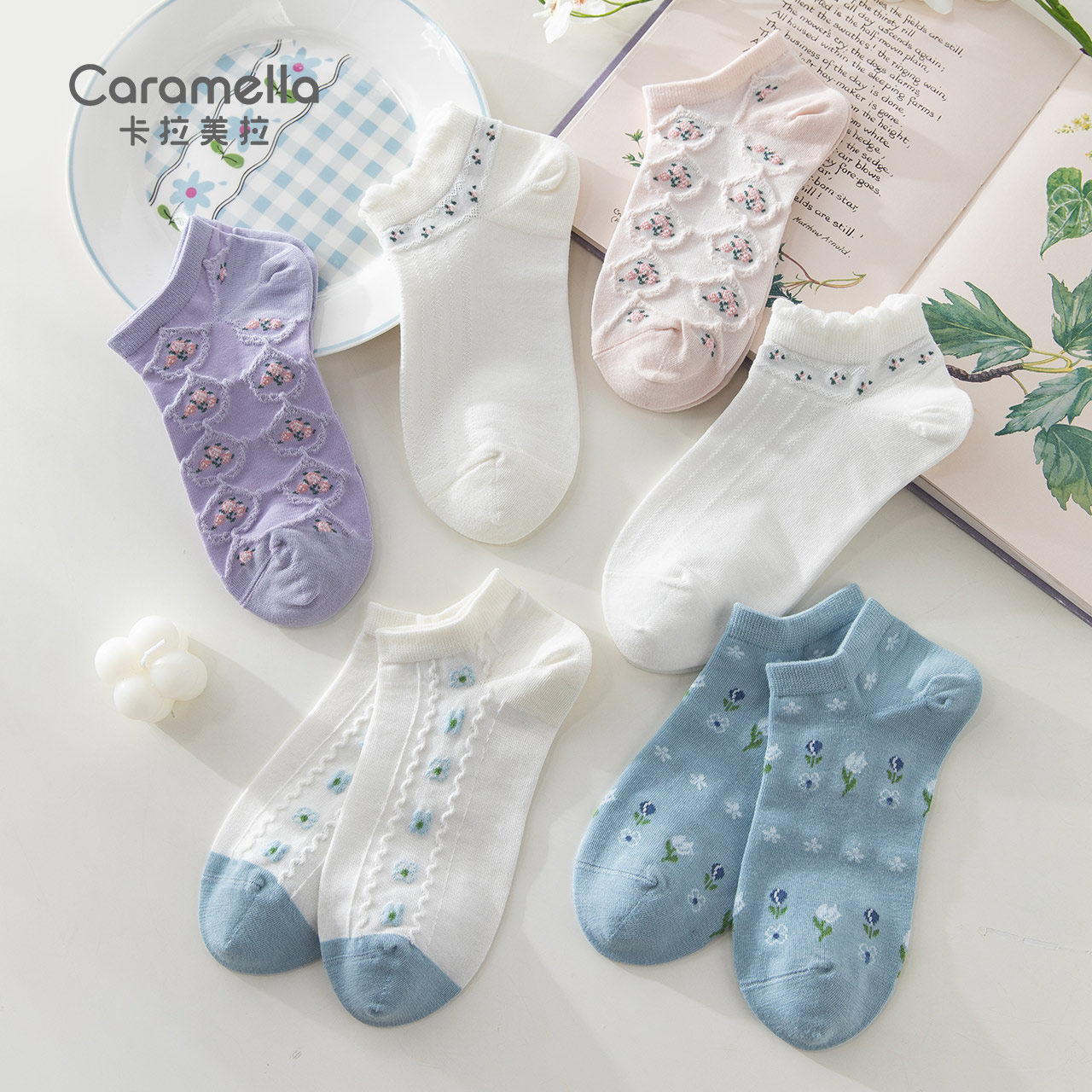 caramella女春防滑不掉跟可爱船袜 caramellaoutlets店船袜