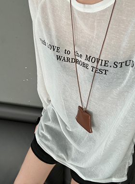 皮质长款项链韩国ins包包吊坠配饰女挂脖便携眼镜包小众设计时尚