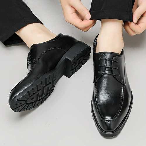 Мужской демисезонный утепленный пиджак классического кроя для отдыха для кожаной обуви, свадебные туфли в английском стиле с заостренным носом, в корейском стиле