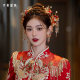 红色秀禾头饰2025新款中式高级花朵古风大气秀禾服龙凤褂新娘发饰