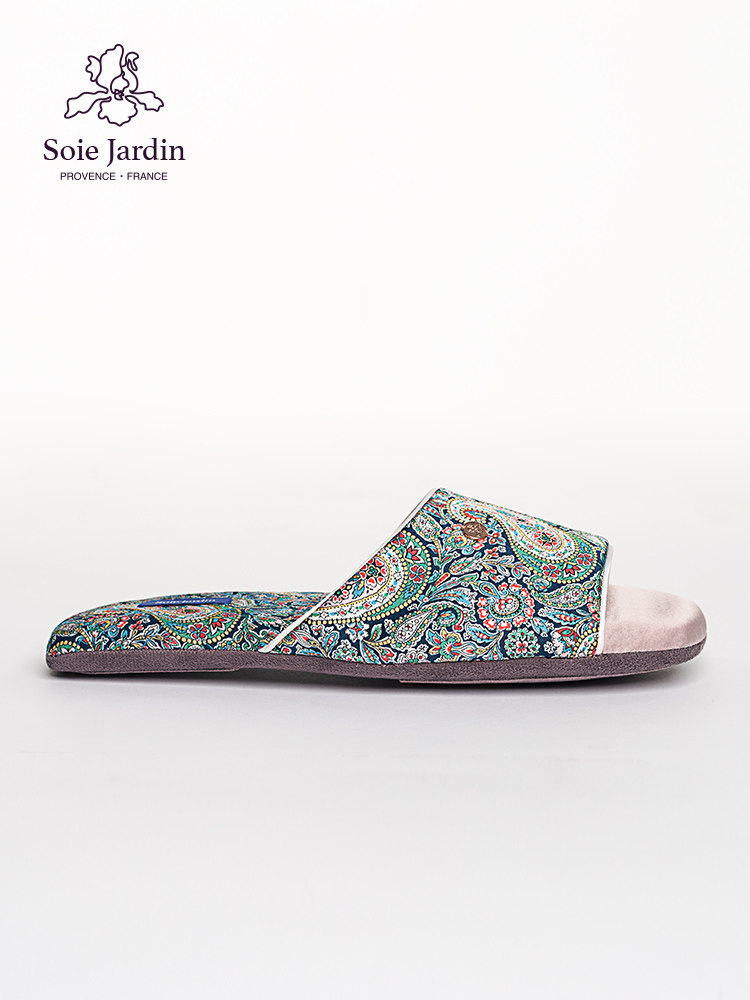 7#soiejardin方利庄园方头真丝印花提花家居露趾拖鞋,淘宝优惠券,粉丝福利购,淘宝优惠卷