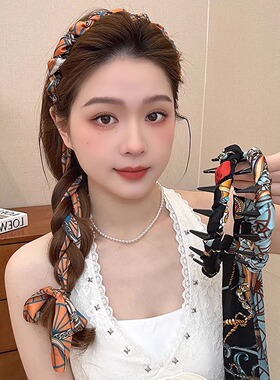 正反两带齿梳飘带发箍绑发一体女