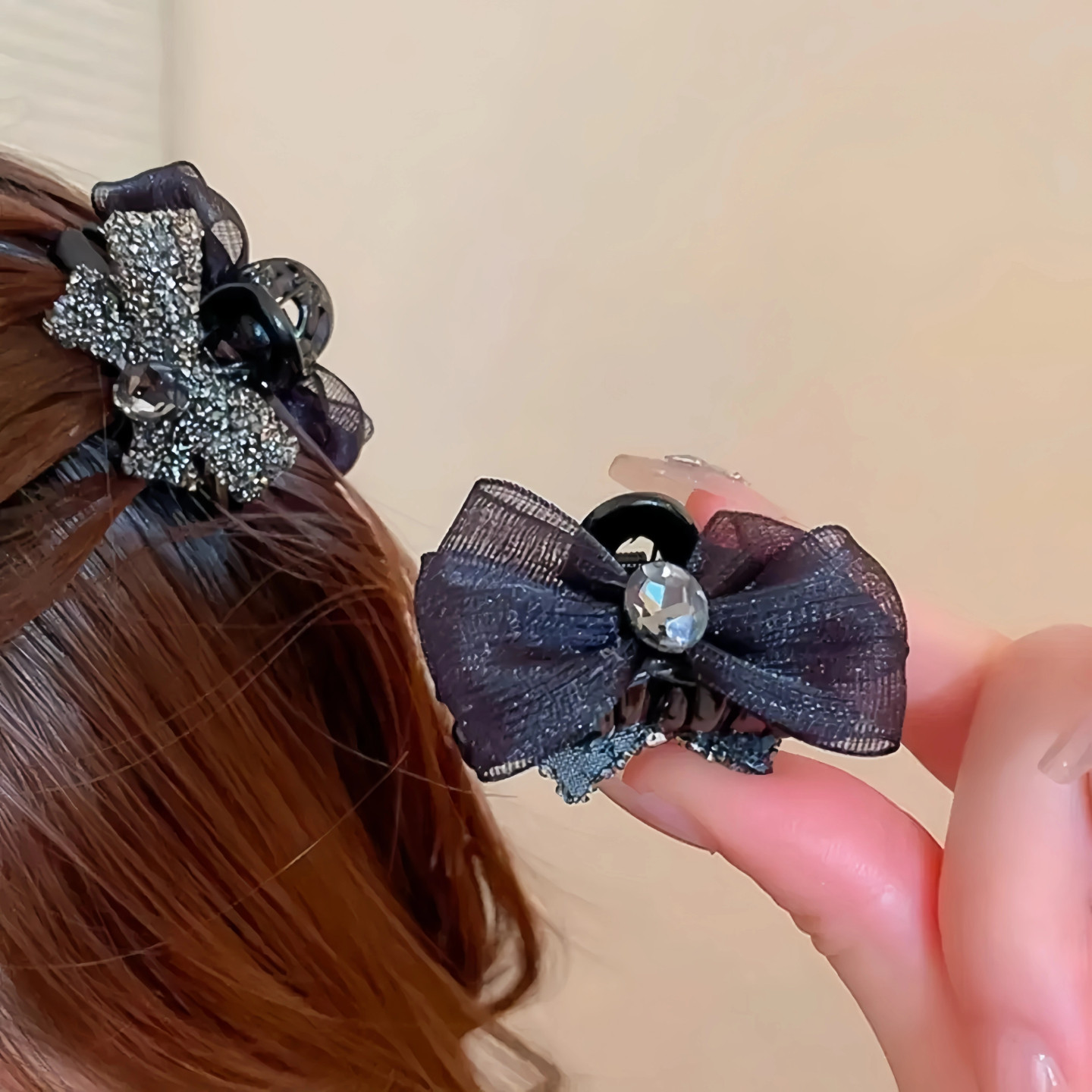 公主头侧边闪钻蝴蝶结小抓夹头饰女2025新款刘海边夹发卡碎发发夹 - 图2