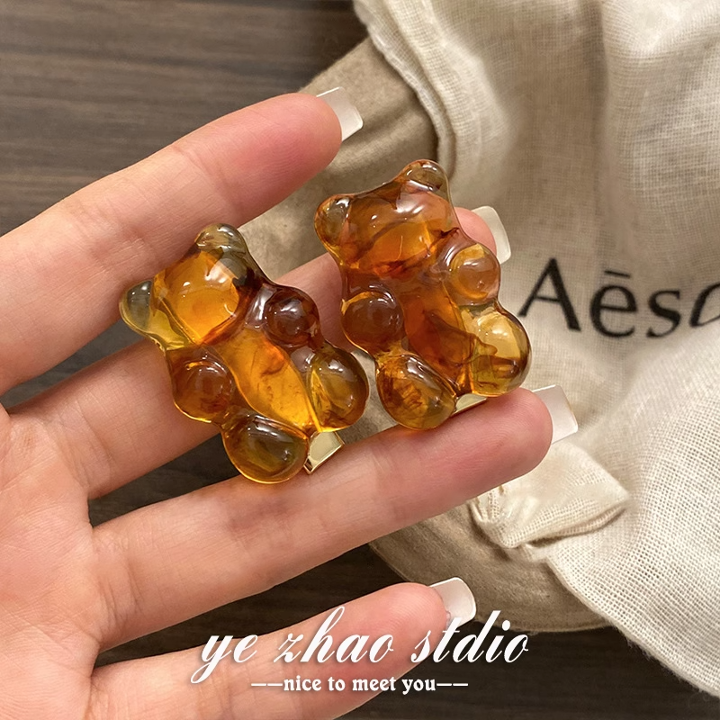 果汁软糖小熊发夹可爱卡通前额刘海夹女侧边碎发发卡鸭嘴夹子头饰 - 图3