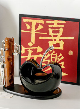 轻奢陶瓷樱桃造型收纳盒摆件储物