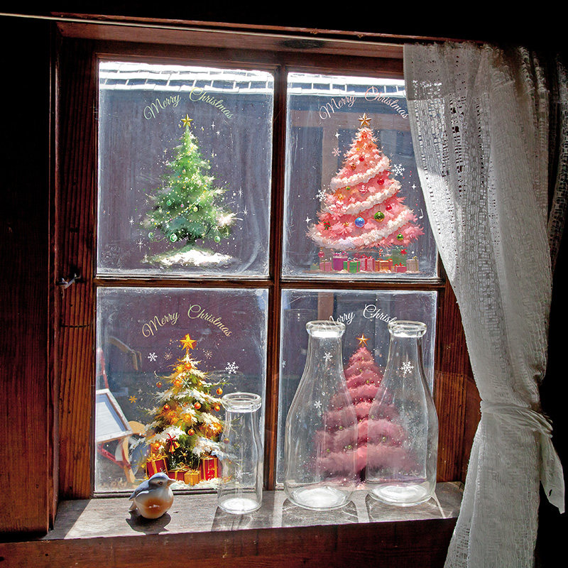 圣诞树窗贴商场女装店铺橱窗场景节日氛围装饰布置玻璃门贴纸美陈,淘宝优惠券,粉丝福利购,淘宝优惠卷