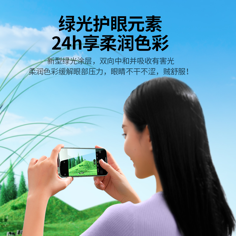 15plus适用苹果14promax护眼绿光膜iphone14全屏钢化膜13promax防摔防爆手机膜ip12抗蓝光苹果11pro保护膜xr - 图2