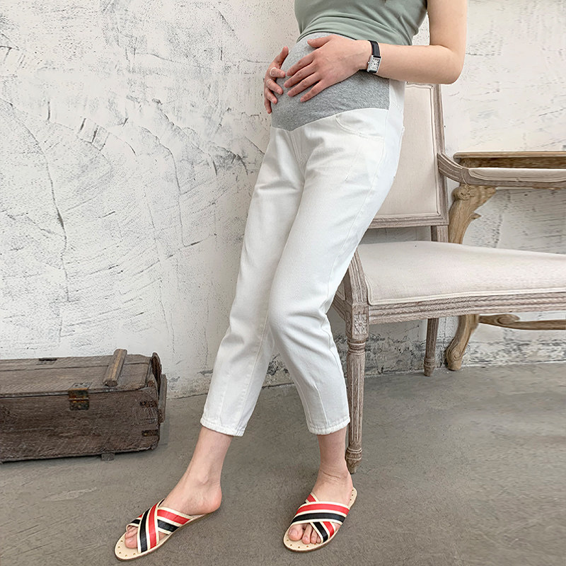 春秋外穿潮妈孕妇白色宽松孕妇裤子 夏娜莎孕妇直筒裤