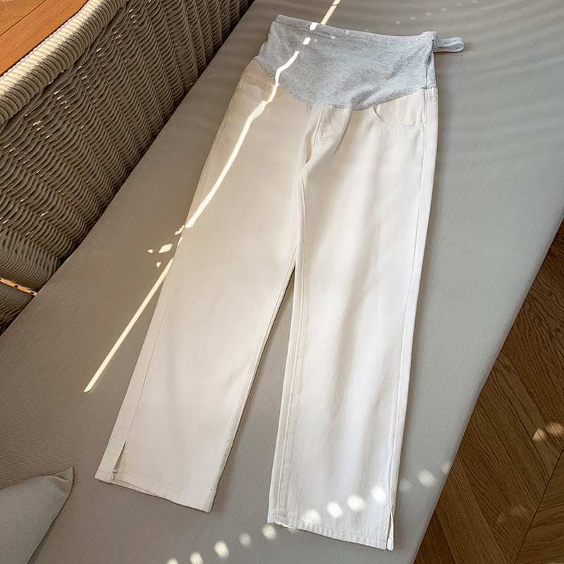 春秋外穿白色宽松直筒裤孕妇裤子 夏娜莎孕妇直筒裤