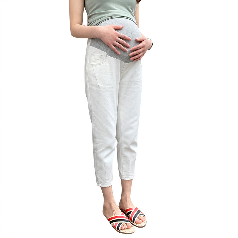 春秋外穿潮妈孕妇白色宽松孕妇裤子 夏娜莎孕妇直筒裤