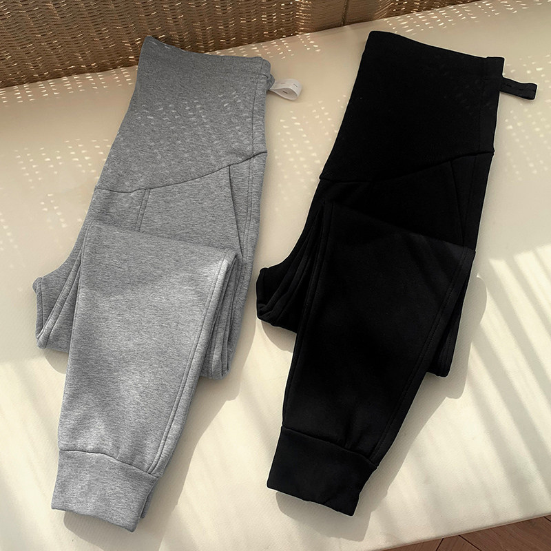 冬季加绒潮妈孕妇外穿束脚孕妇裤子 夏娜莎孕妇打底裤