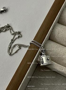 设计感可打开钱袋子吊坠项链女小众个性独特精致百搭颈链毛衣链