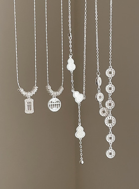 设计感如意算盘葫芦钱币吊坠项链女新中式个性气质时尚颈链锁骨链