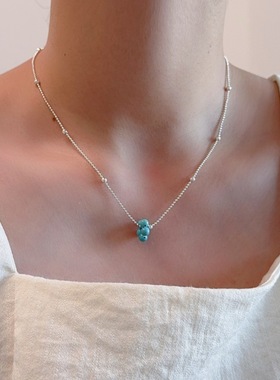 2025新款春天的风绿松石天然石花朵项链早春小清新叠戴锁骨链颈链