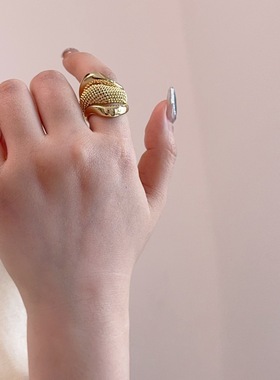 法式时尚镂空不规则双层戒指女金属欧美夸张个性小众设计感食指戒