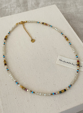 新中式轻奢天然石串珠项链女复古