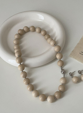 小众设计感白化石串珠项链耳钉女气质独特个性时尚百搭颈链锁骨链