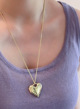 博主同款爱心吊坠长款项链女简约时尚高级感小众毛衣链锁骨链配饰