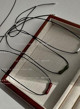 欧美热卖冷淡风茄子钛钢项链女ins风设计感轻奢线绳滴釉锁骨链