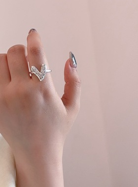 ins博主同款爱心戒指女ins小众设计简约百搭可调节食指戒轻奢配饰