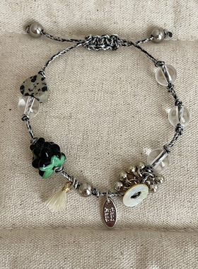 多元素天然石水晶编织绳手链女新中式轻奢潮流时尚百搭手环手饰