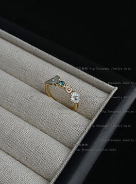 蓝色滴油花朵锆石开口戒指