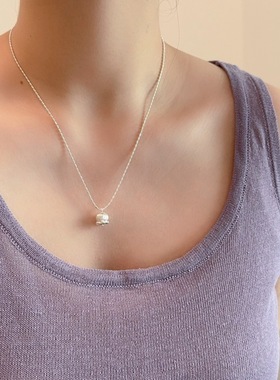 韩系双层叠戴花苞珍珠项链女时尚轻奢小众设计感锁骨链颈链配饰品