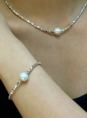 气质碎银子金属珍珠手链简约