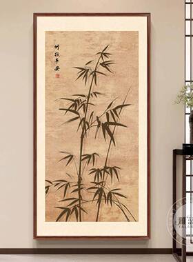 迎客松新中式入户门玄关装饰画宋代美学软装挂画竖版走廊过道壁画