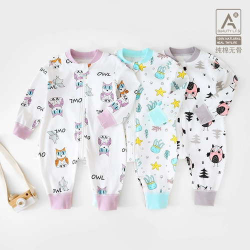 Детский осенний хлопковый спальный мешок, универсальная пижама для раннего возраста на четыре сезона