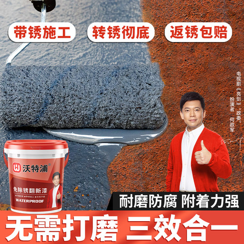 沃特浦彩钢瓦翻新蓝色专用漆门铁锈转化油漆护栏免打磨防腐防锈漆 - 图0