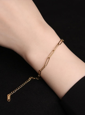 钛钢链条手链女ins轻奢小众简约