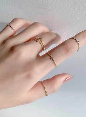 5件套爱心麻花戒指ins小众设计感