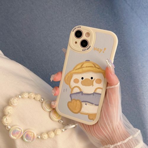 帽子小黄鸭适用苹果16手机壳17新款14promax带挂绳11pro硅胶7/8p小众6plus高级x苹果15趣味13pro女款12保护套 - 图0