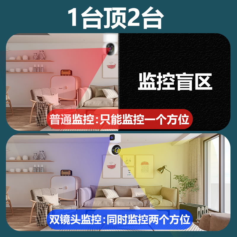 无线wifi家用连手机远程室内家庭店用监控360度高清摄像头带语音 - 图3