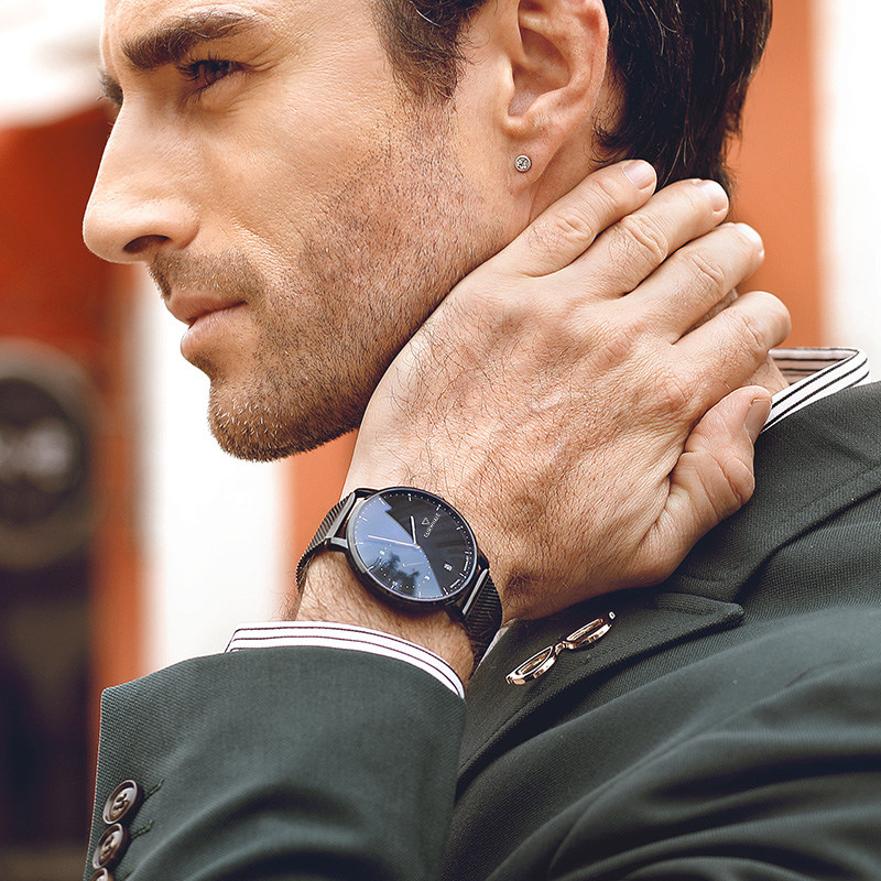 马克华菲男士新款真皮带防水石英表 马克华菲手表国产腕表