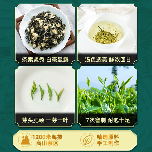 茉莉花茶特级新茶茶叶绿茶飘雪浓香型四川茶高端茉莉花茶茶王罐装-图0